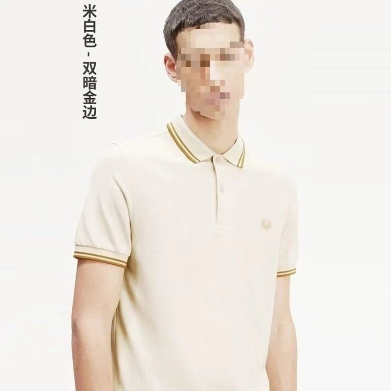 Fred Perry T-Shirts Short-Sleeve Polo Shirt with Tipped Collar and Laurel Wreath Embroidery — 22