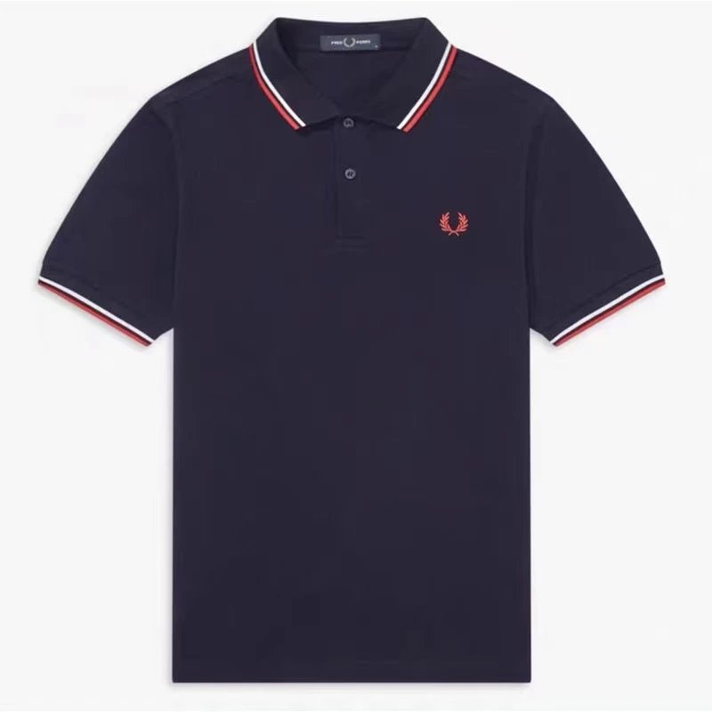 Fred Perry T-Shirts Short-Sleeve Polo Shirt with Tipped Collar and Laurel Wreath Embroidery — 33