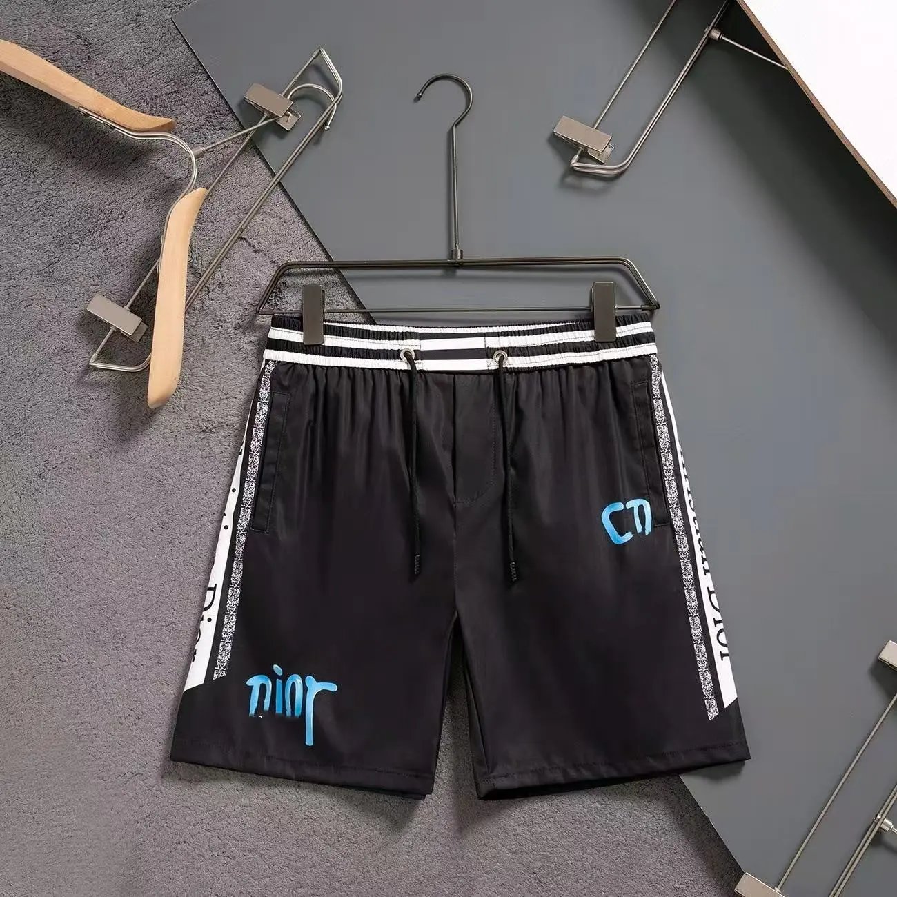 Dior Shorts Drawstring with logo embroidery and monogram side panels — 27