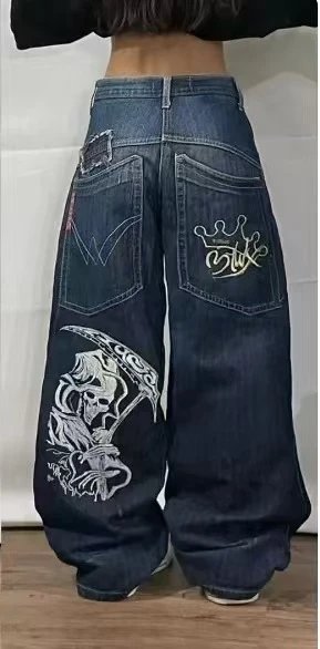 Unbranded Jeans Loose wide-leg graphic embroidered — 25