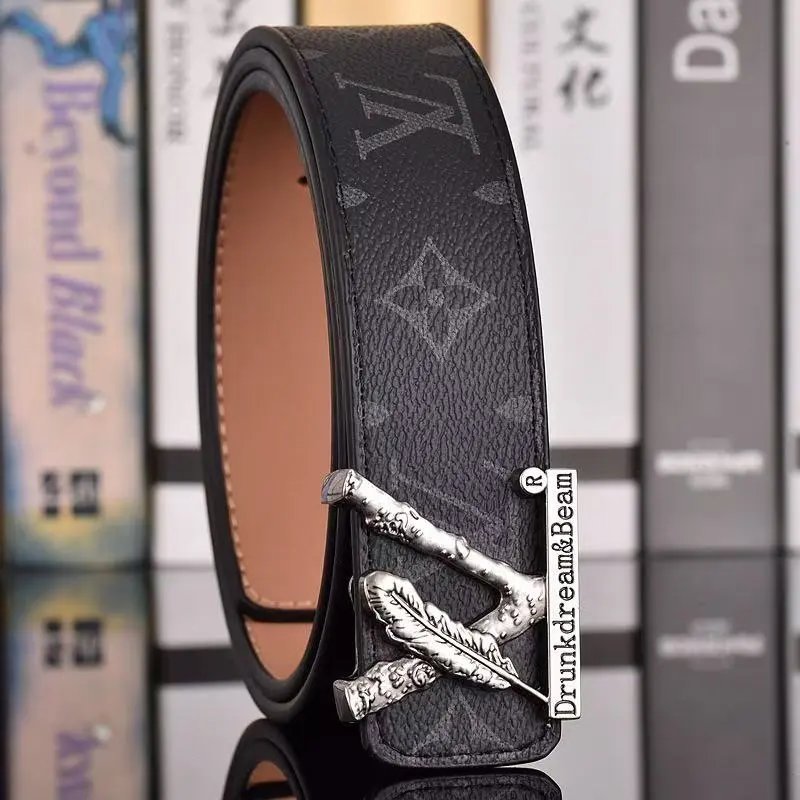 Louis Vuitton Belts LV Initiales buckle embossed monogram belt with contrast stripe — 38