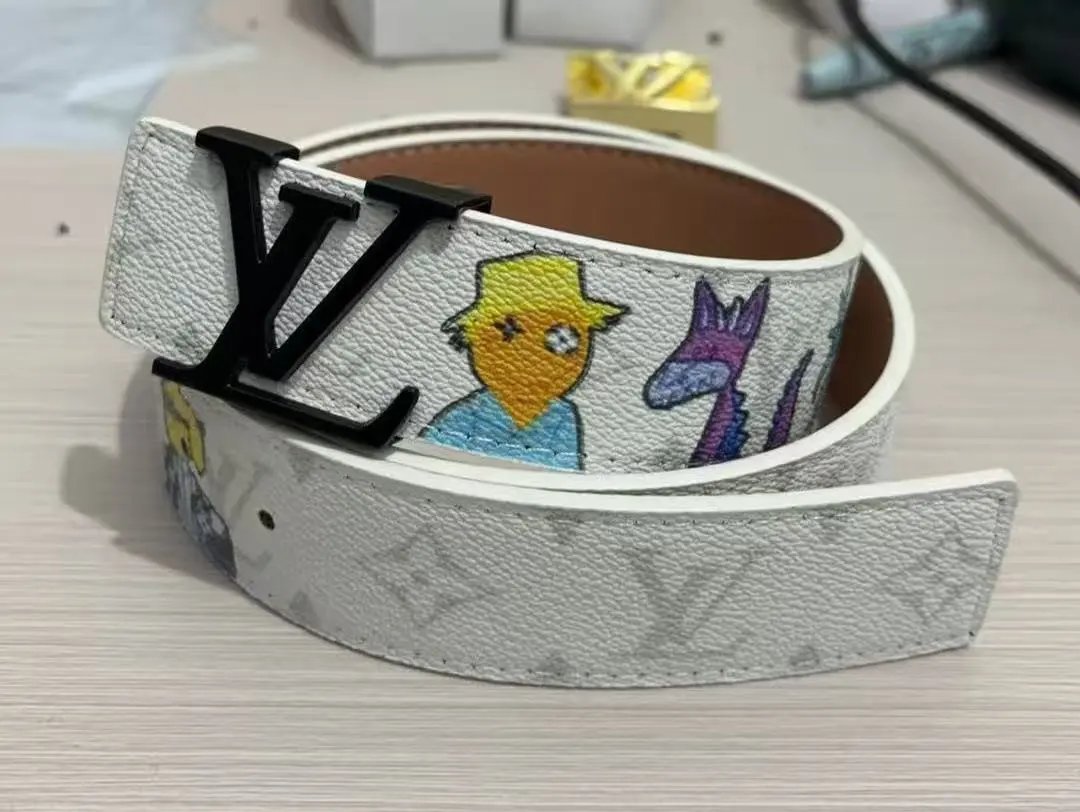 Louis Vuitton Belts LV Initiales buckle embossed monogram belt with contrast stripe — 20