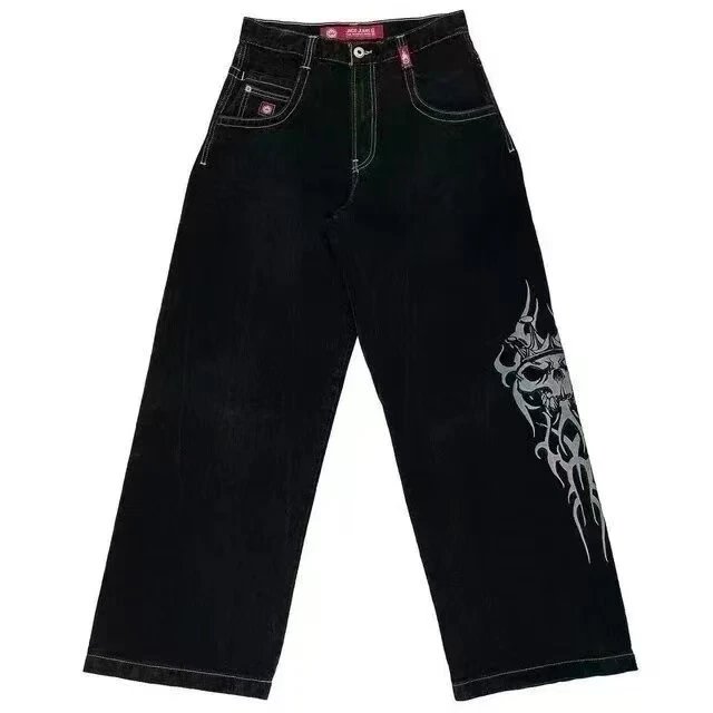 Unbranded Jeans Loose wide-leg graphic embroidered — 28