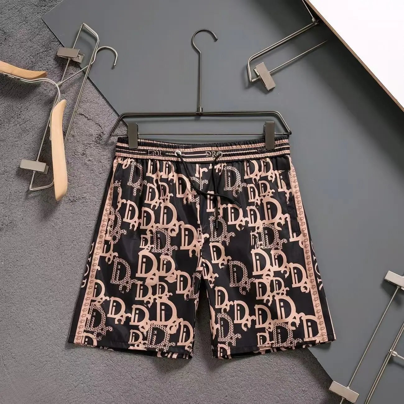 Dior Shorts Drawstring with logo embroidery and monogram side panels — 37