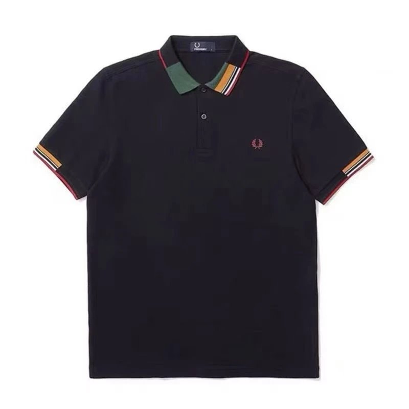 Fred Perry T-Shirts Short-Sleeve Polo Shirt with Tipped Collar and Laurel Wreath Embroidery — 12