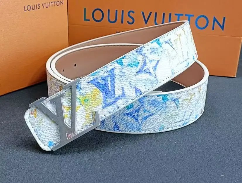Louis Vuitton Belts LV Initiales buckle embossed monogram belt with contrast stripe — 22