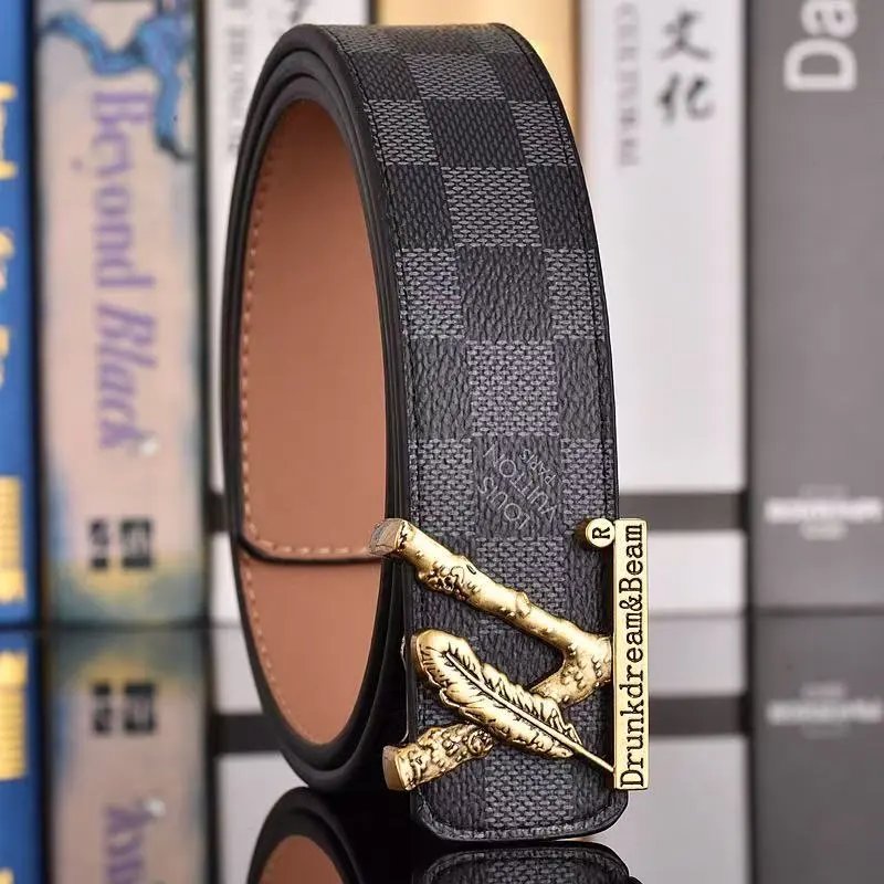 Louis Vuitton Belts LV Initiales buckle embossed monogram belt with contrast stripe — 37