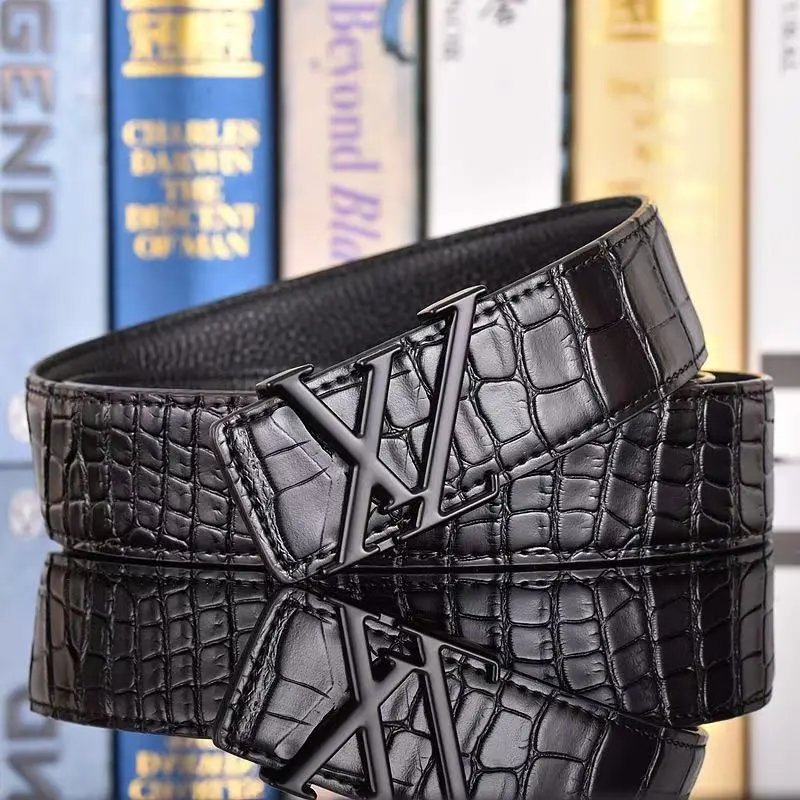 Louis Vuitton Belts LV Initiales buckle embossed monogram belt with contrast stripe — 31