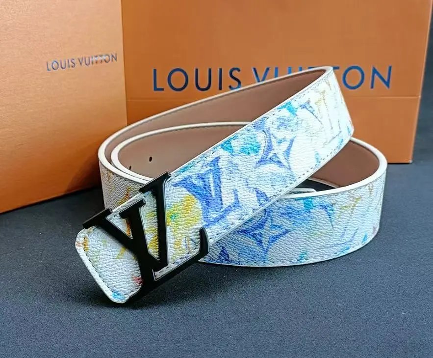 Louis Vuitton Belts LV Initiales buckle embossed monogram belt with contrast stripe — 40