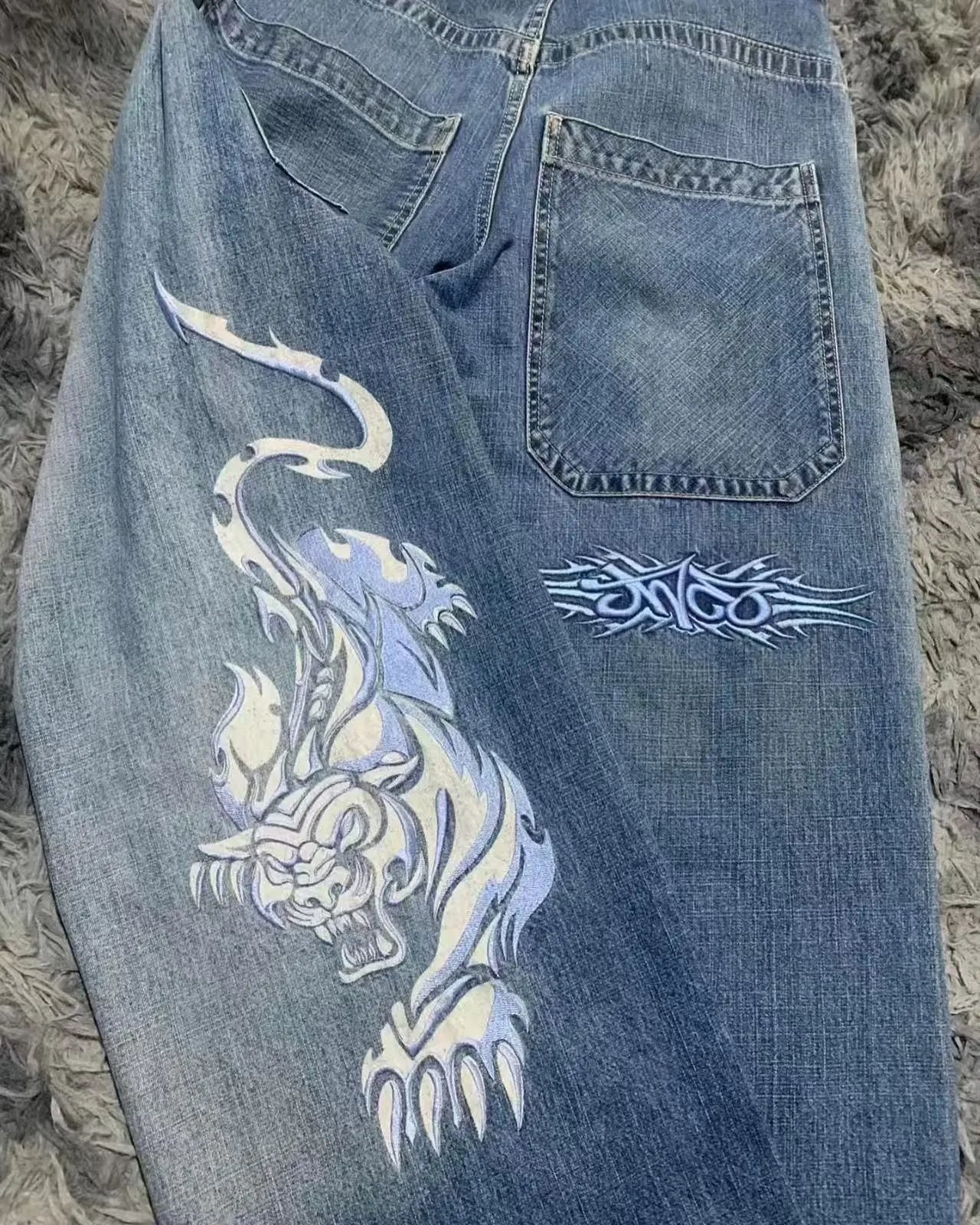 Unbranded Jeans Loose wide-leg graphic embroidered — 26