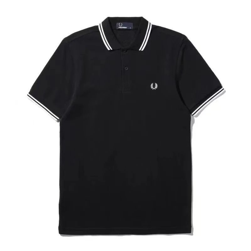 Fred Perry T-Shirts Short-Sleeve Polo Shirt with Tipped Collar and Laurel Wreath Embroidery — 39
