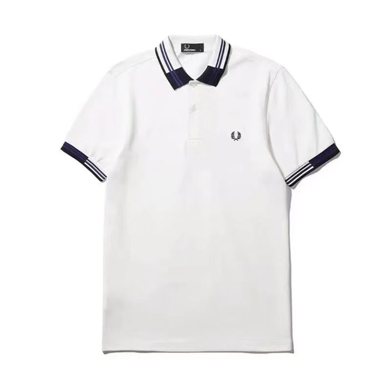 Fred Perry T-Shirts Short-Sleeve Polo Shirt with Tipped Collar and Laurel Wreath Embroidery — 16