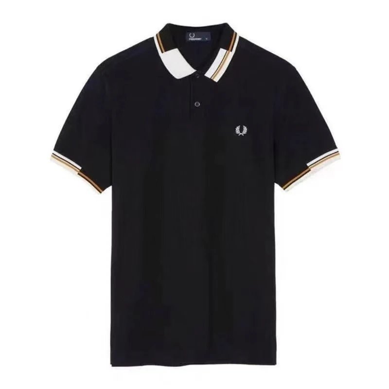 Fred Perry T-Shirts Short-Sleeve Polo Shirt with Tipped Collar and Laurel Wreath Embroidery — 15
