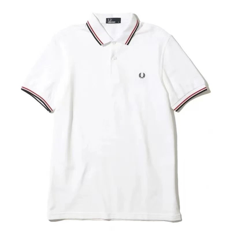 Fred Perry T-Shirts Short-Sleeve Polo Shirt with Tipped Collar and Laurel Wreath Embroidery — 3