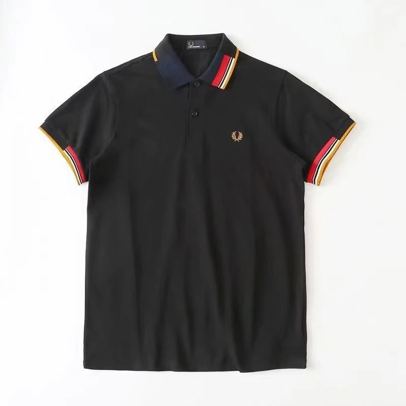 Fred Perry T-Shirts Short-Sleeve Polo Shirt with Tipped Collar and Laurel Wreath Embroidery — 13
