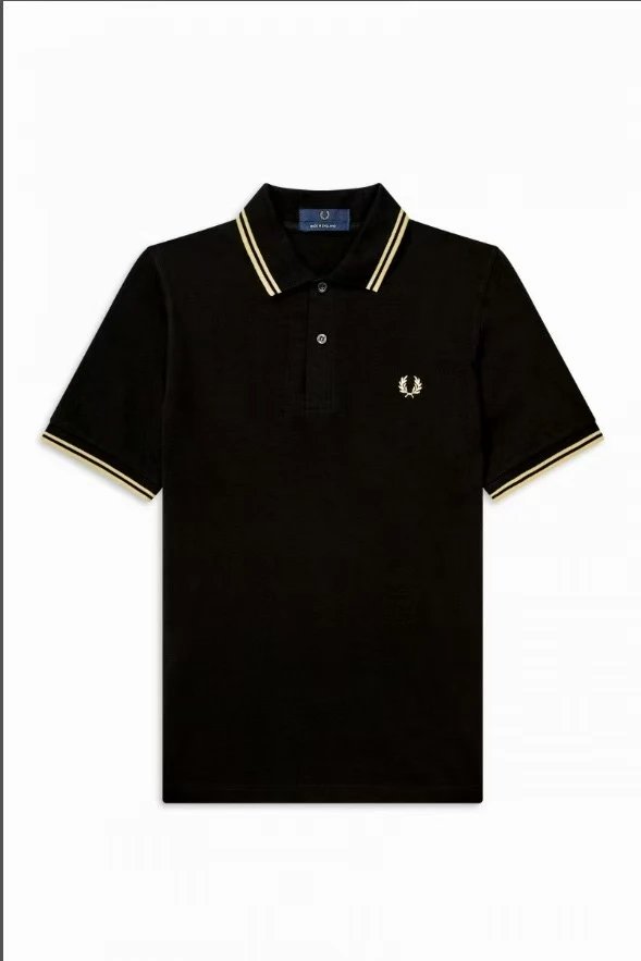 Fred Perry T-Shirts Short-Sleeve Polo Shirt with Tipped Collar and Laurel Wreath Embroidery — 1