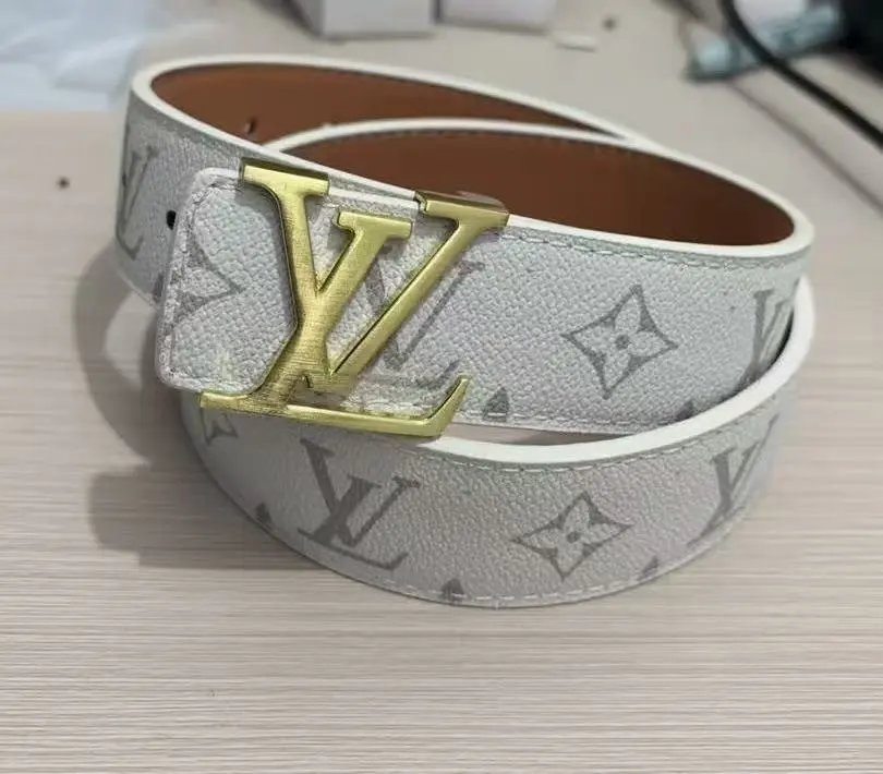 Louis Vuitton Belts LV Initiales buckle embossed monogram belt with contrast stripe — 21