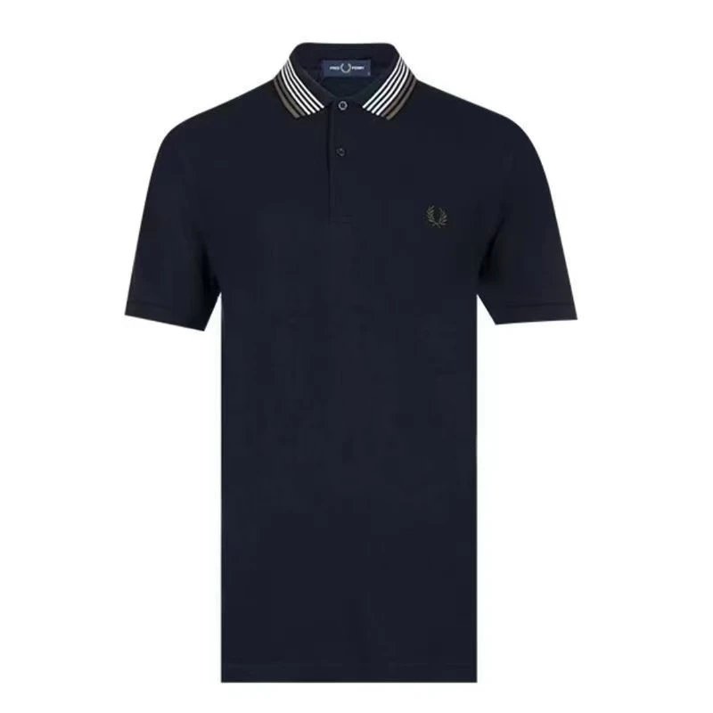 Fred Perry T-Shirts Short-Sleeve Polo Shirt with Tipped Collar and Laurel Wreath Embroidery — 28