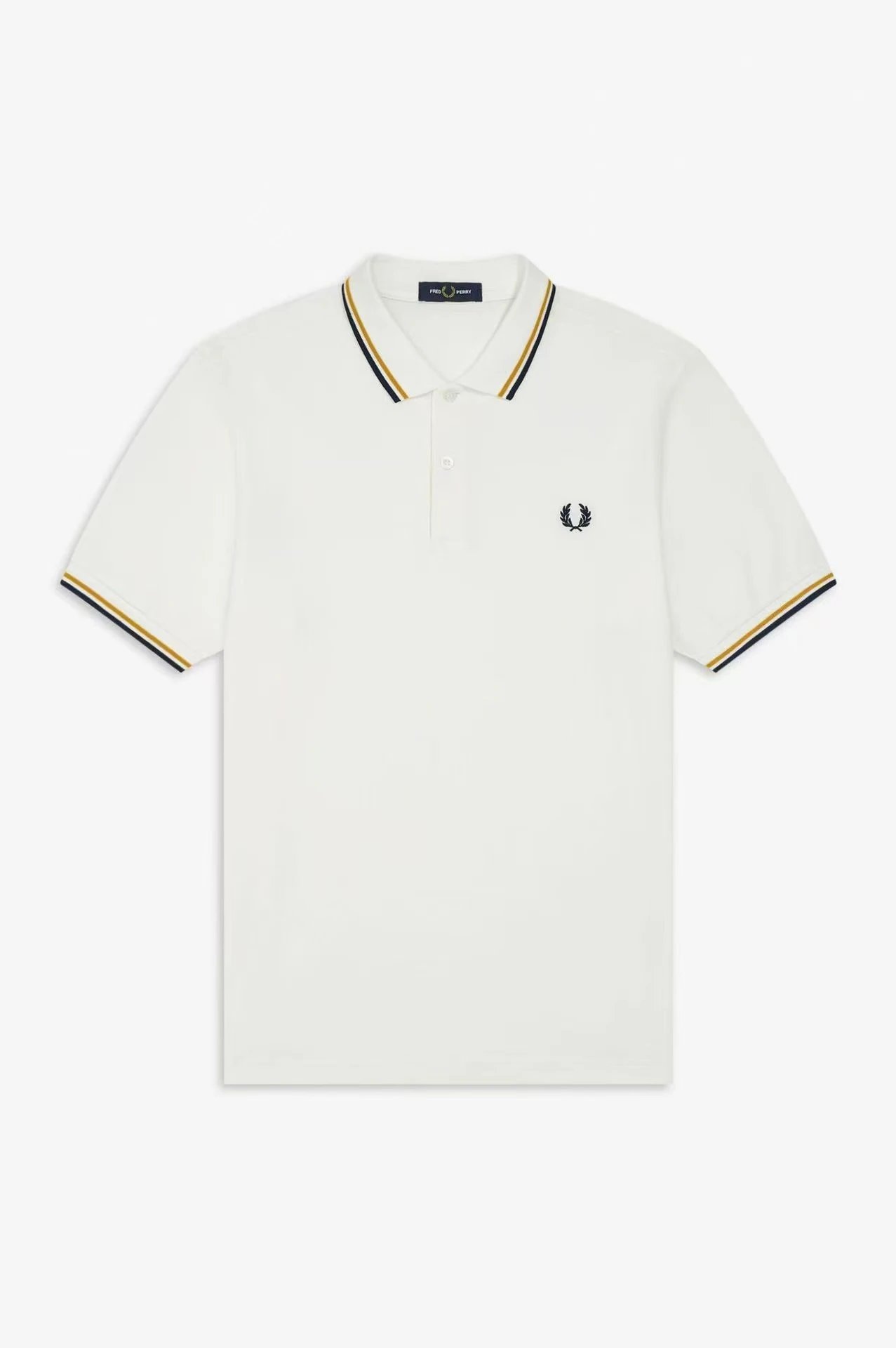 Fred Perry T-Shirts Short-Sleeve Polo Shirt with Tipped Collar and Laurel Wreath Embroidery — 37