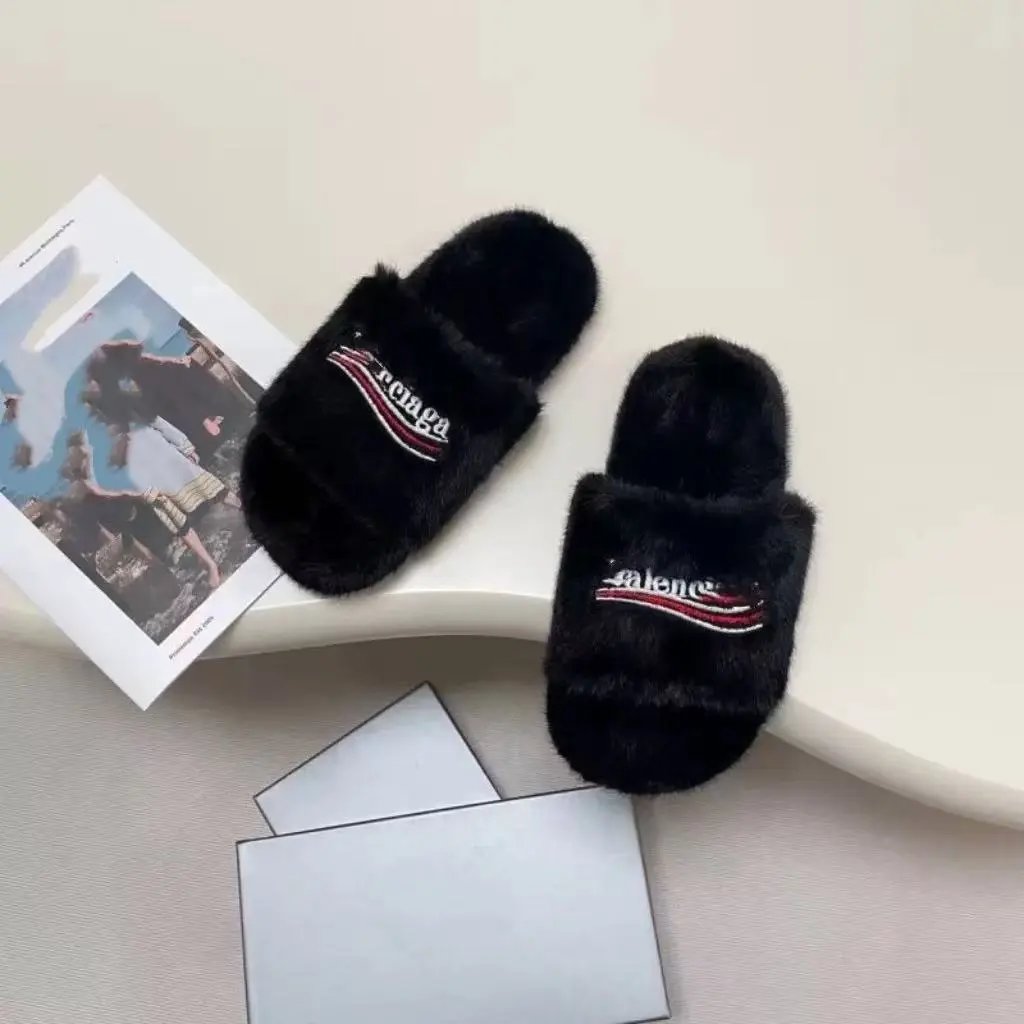 Balenciaga Slippers Teddy shearling logo slide — 6