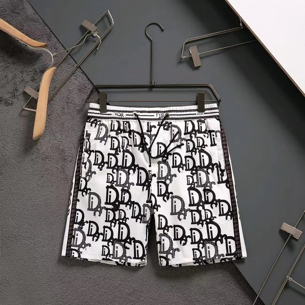 Dior Shorts Drawstring with logo embroidery and monogram side panels — 36