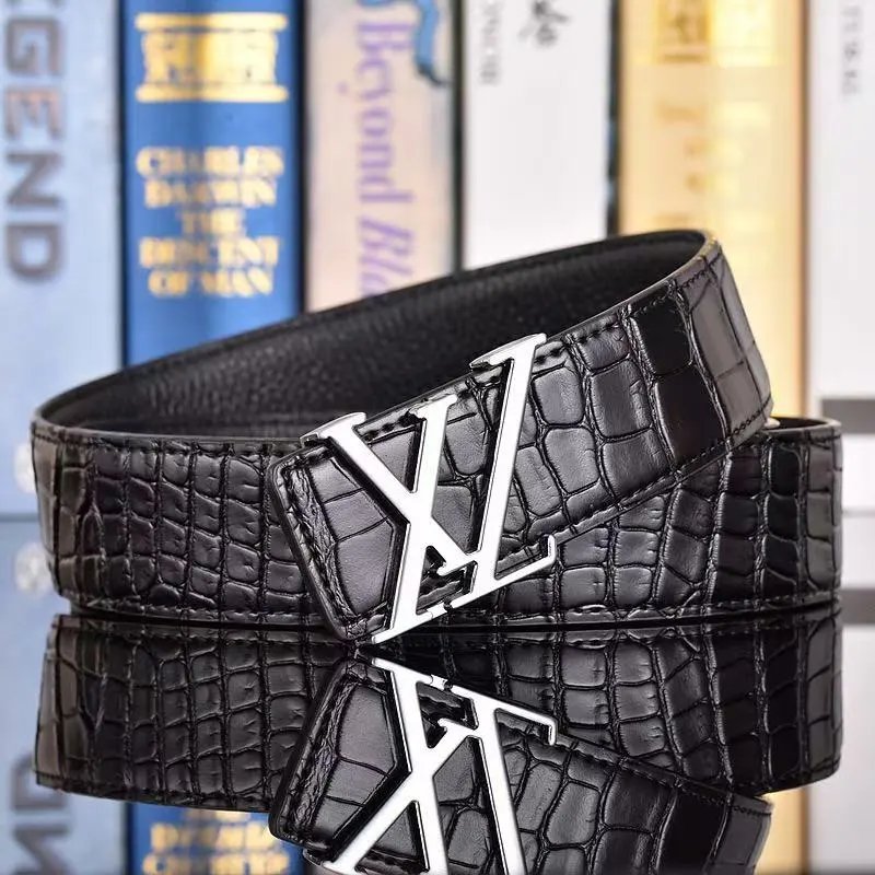 Louis Vuitton Belts LV Initiales buckle embossed monogram belt with contrast stripe — 25