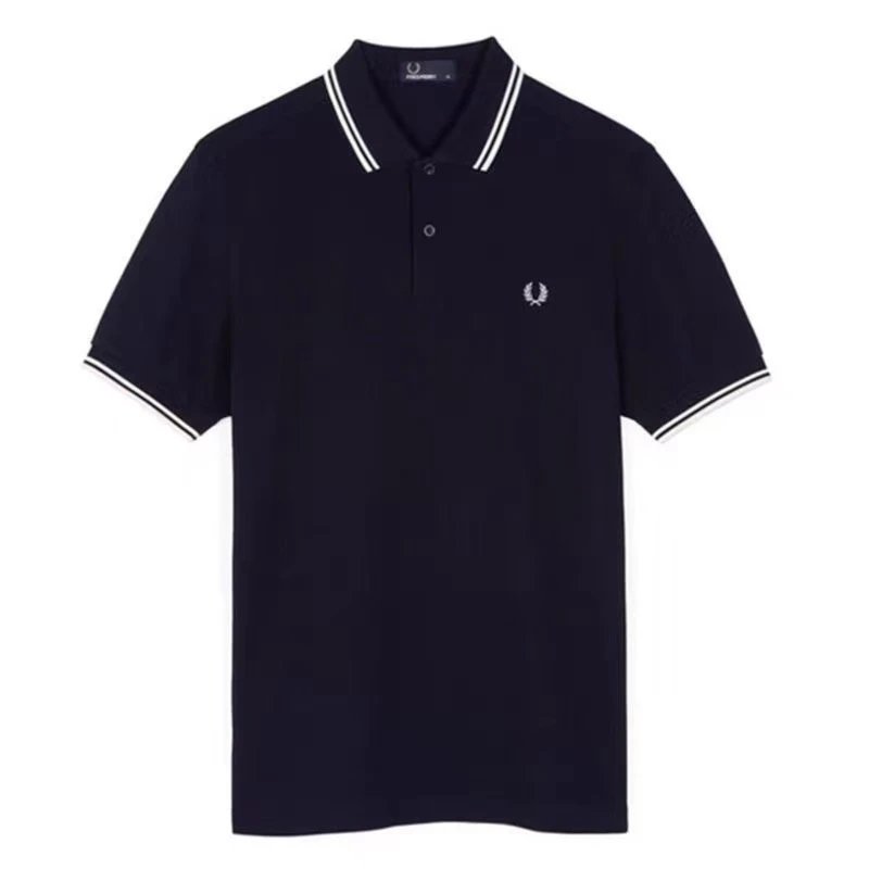 Fred Perry T-Shirts Short-Sleeve Polo Shirt with Tipped Collar and Laurel Wreath Embroidery — 29