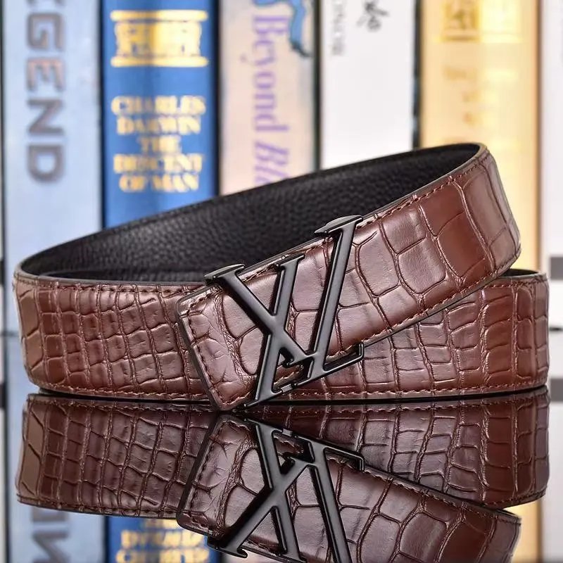 Louis Vuitton Belts LV Initiales buckle embossed monogram belt with contrast stripe — 36