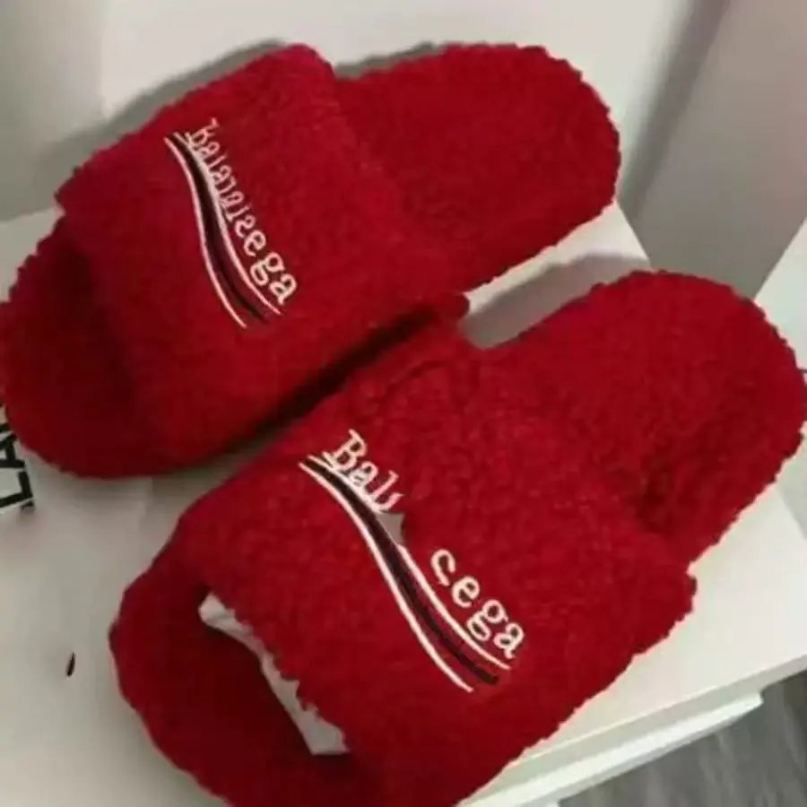 Balenciaga Slippers Teddy shearling logo slide — 10