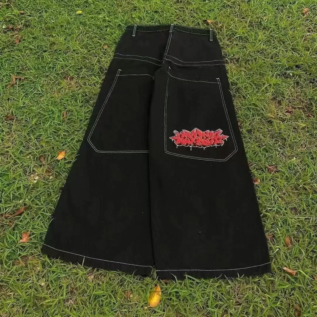 Unbranded Jeans Loose wide-leg graphic embroidered — 32