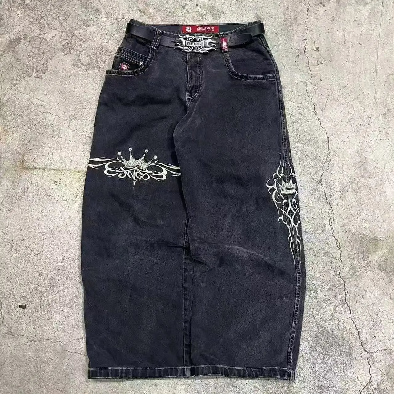 Unbranded Jeans Loose wide-leg graphic embroidered — 11
