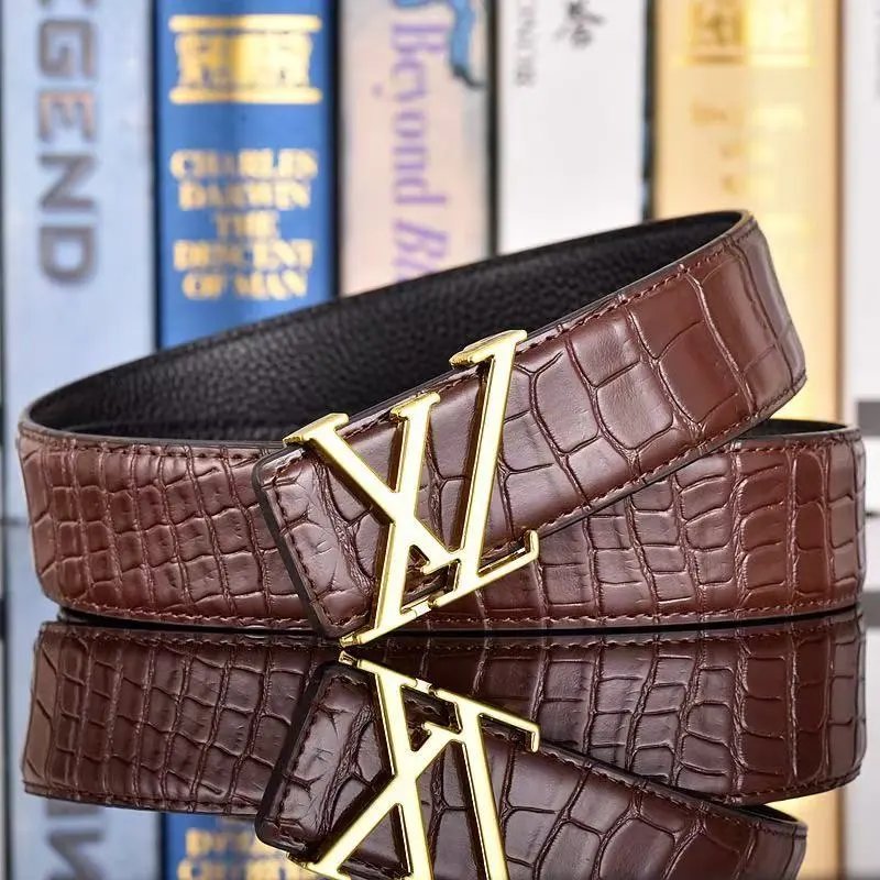 Louis Vuitton Belts LV Initiales buckle embossed monogram belt with contrast stripe — 24