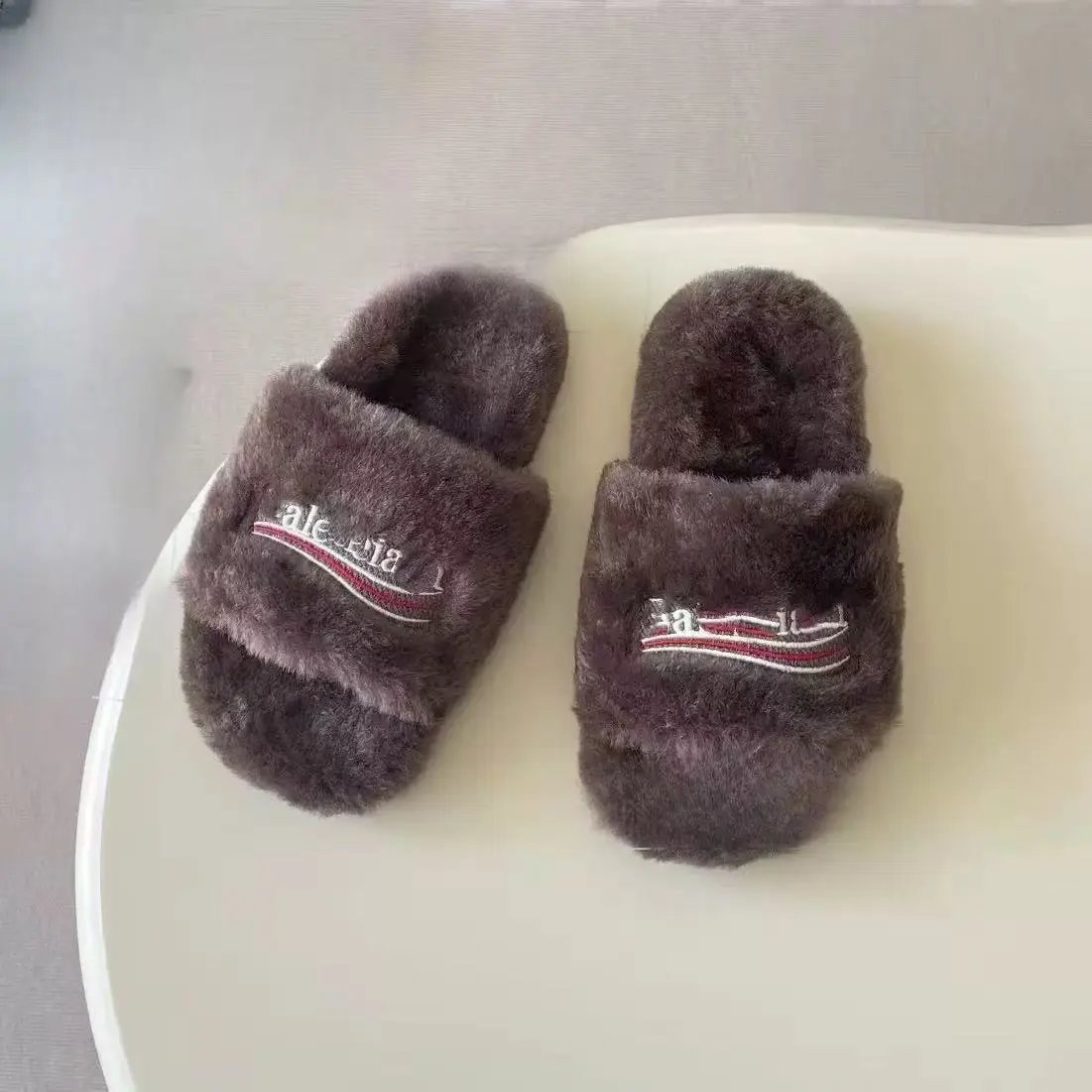 Balenciaga Slippers Teddy shearling logo slide — 8