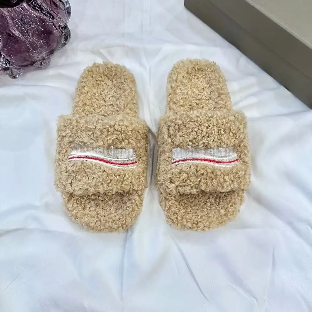 Balenciaga Slippers Teddy shearling logo slide — 14
