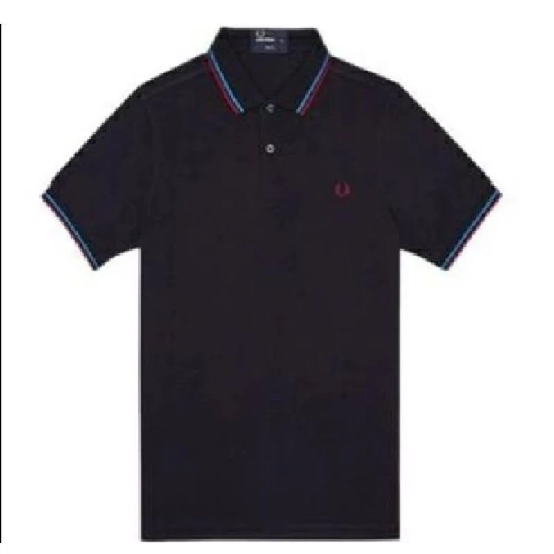 Fred Perry T-Shirts Short-Sleeve Polo Shirt with Tipped Collar and Laurel Wreath Embroidery — 31