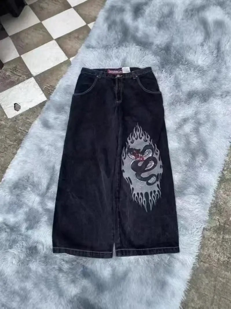Unbranded Jeans Loose wide-leg graphic embroidered — 35