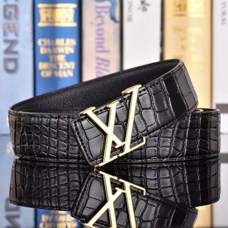 Louis Vuitton Belts LV Initiales buckle embossed monogram belt with contrast stripe — 30