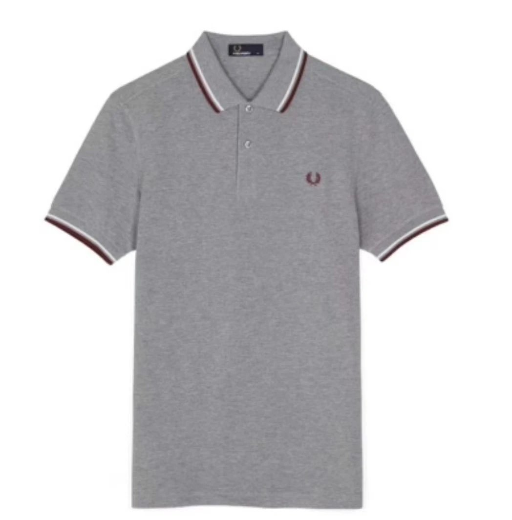 Fred Perry T-Shirts Short-Sleeve Polo Shirt with Tipped Collar and Laurel Wreath Embroidery — 19