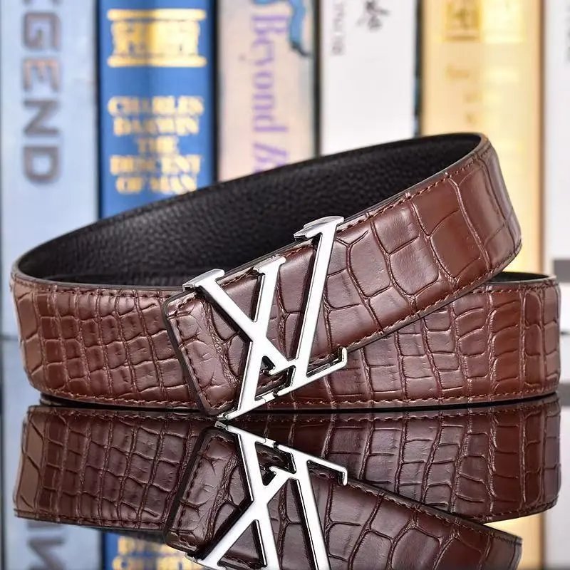 Louis Vuitton Belts LV Initiales buckle embossed monogram belt with contrast stripe — 27