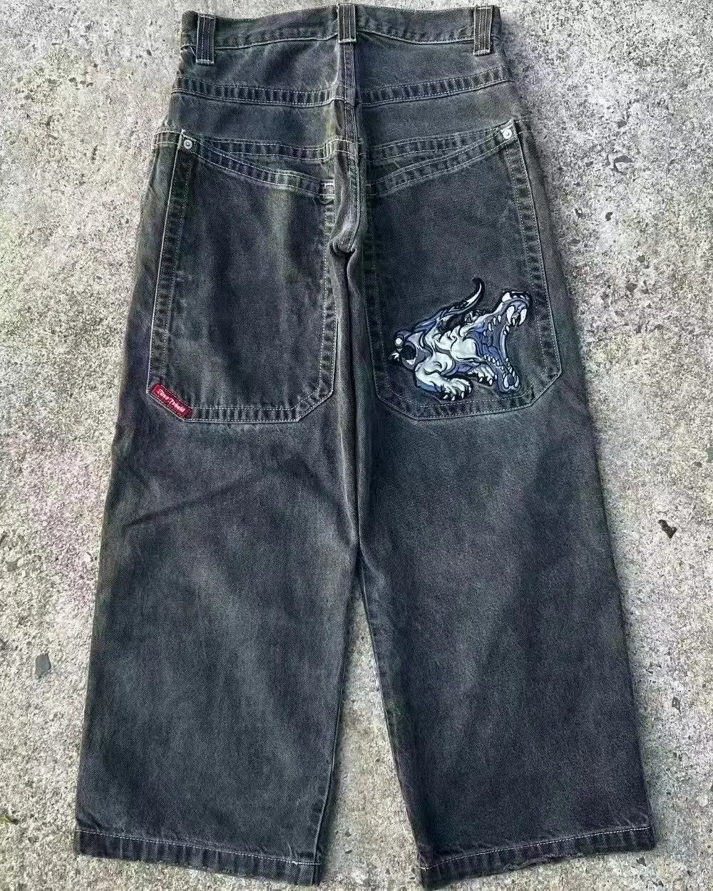 Unbranded Jeans Loose wide-leg graphic embroidered — 16