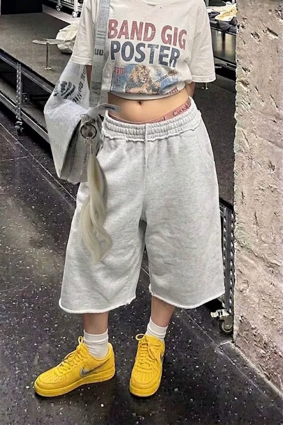American Retro Wide-Leg Lounge Pants, Lazy Style Raw Hem Seven-Length Drawstring Waist TM1052543981393