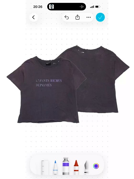 ERD24FW Melancholy Trust Fund Kid Graphic Distressed T-Shirt Crew Neck Short Boxy Fit TM936061875780