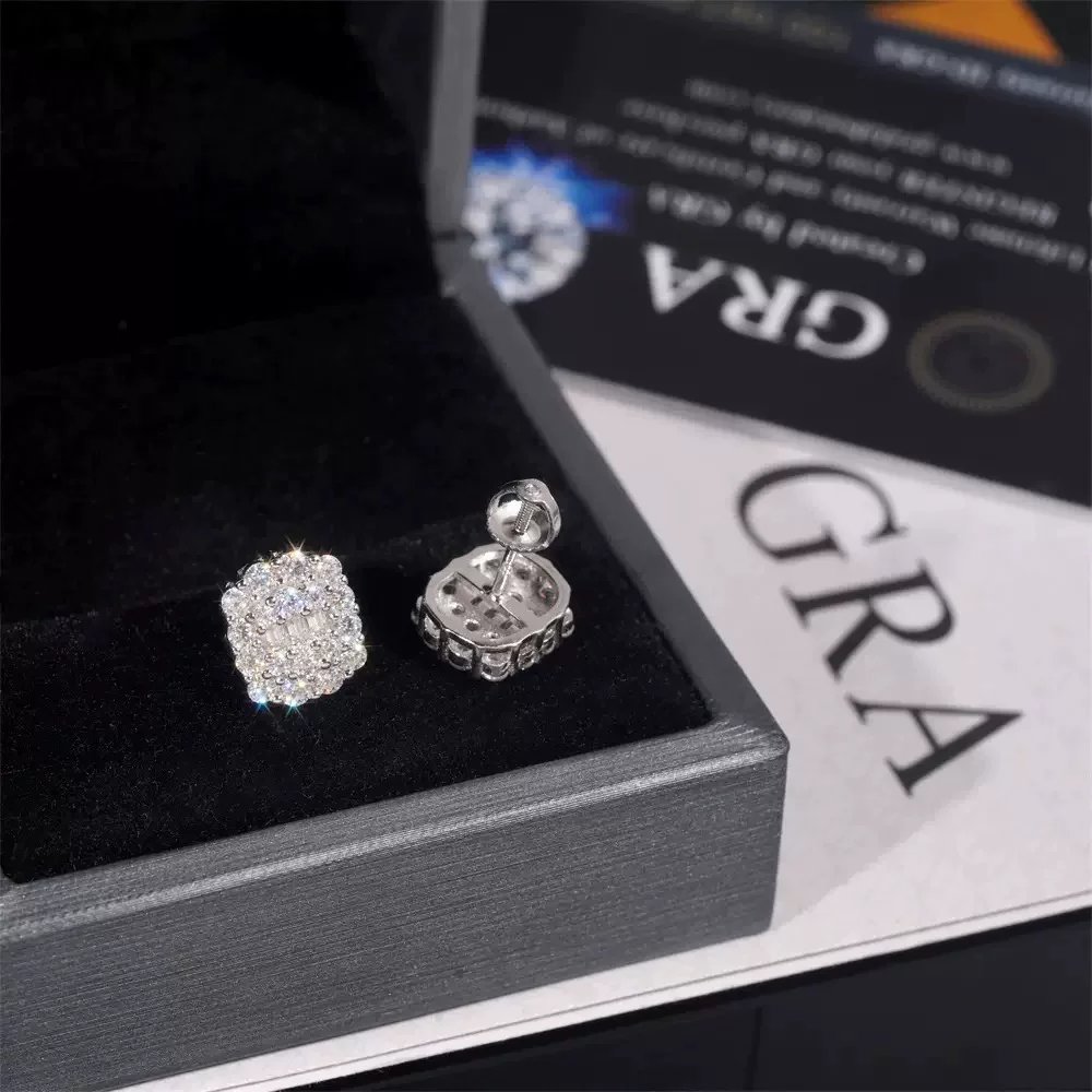 S 925 Silver moissanite earrings men and women with high quality earrings