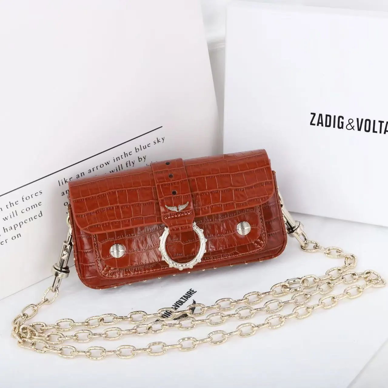 Zadig & Voltaire Wallets Card Holders Zip-around wallet with detachable chain strap — 38 (20*3*11CM)