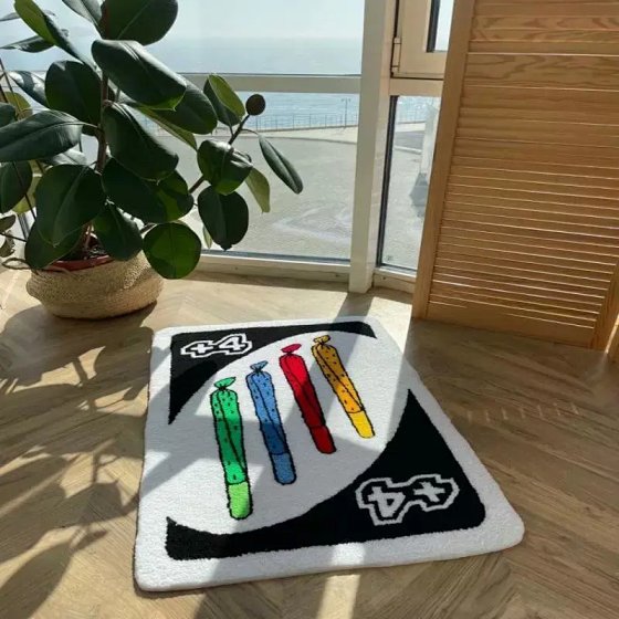 【 So 】 UNO Poker Aesthetic Door Mat Imitation Cashmere Bedside Blanket Bathroom Absorbent Non slip Floor Mat Bathroom Foot Mat