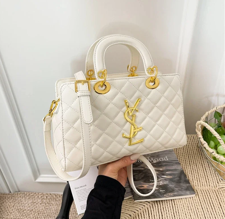YSL Ivory Quilted Ba