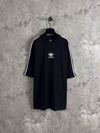 Adidas Black T-Shirt with White Stripes