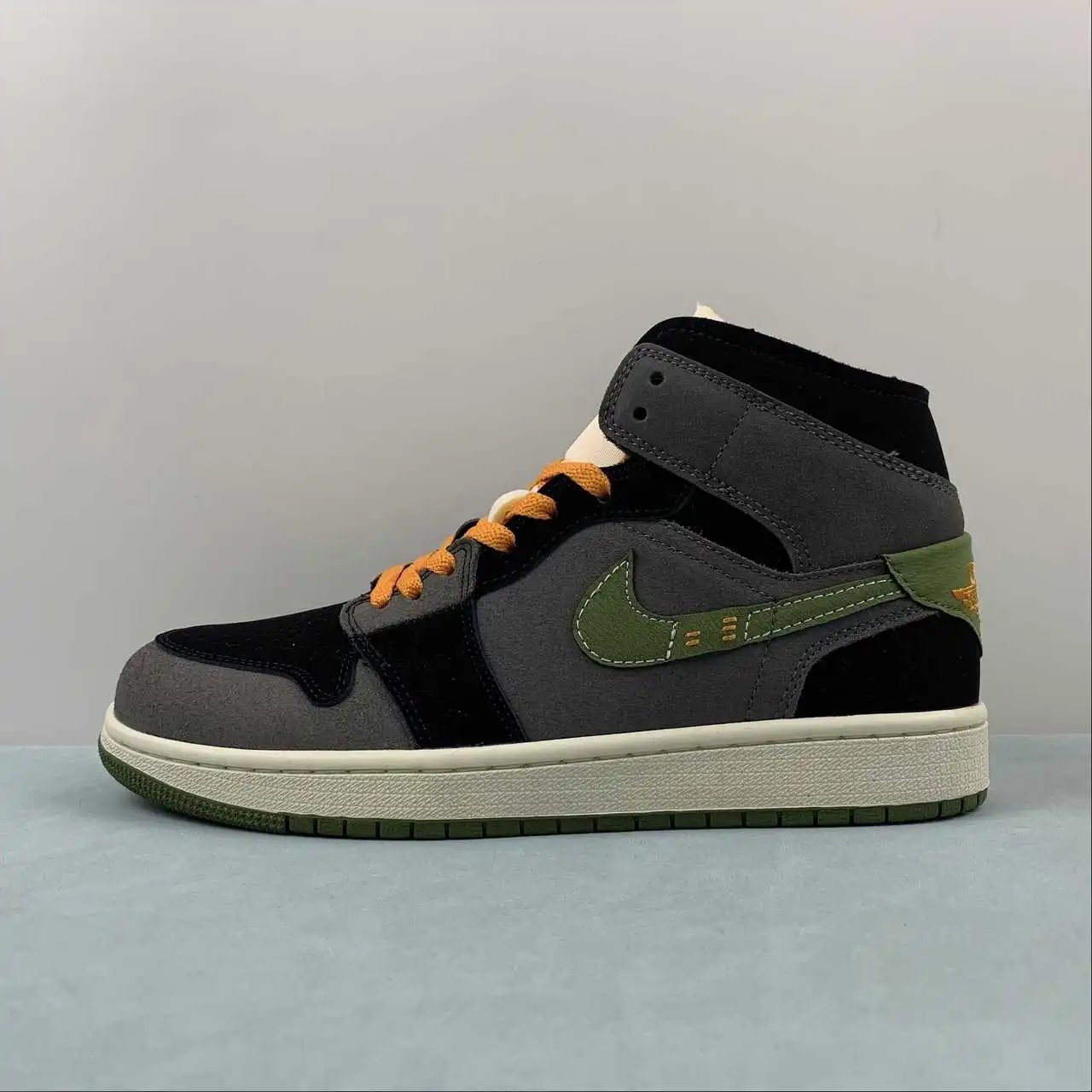 AJ1 Mid Black Grey Orange Olive Green – FD6817-003 thumbnail 2