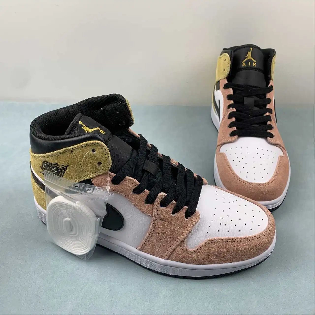 AJ1 Mid Pink Yellow Black Suede – DX4332-800 thumbnail 2