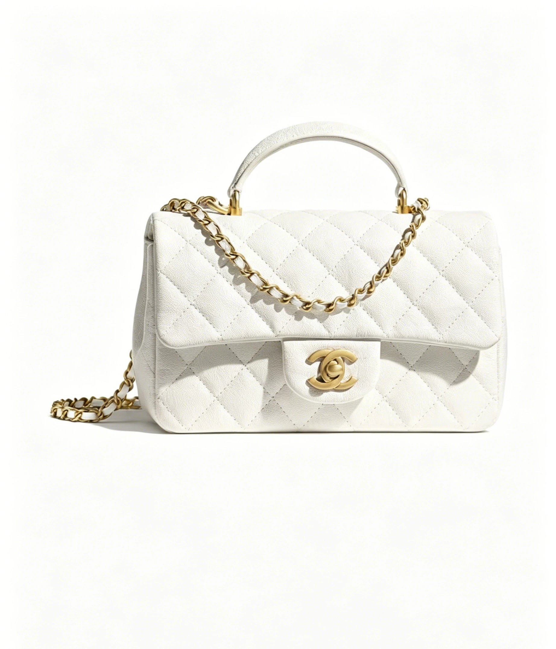 Unbranded Crossbody Bags Bowling bag with multicolour cross appliqués — Chanel – CF Handle, Milky White
